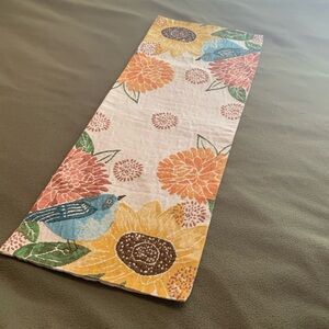 Harvest table runner. Gorgeous flowers and blue birds. Approx 34 1/4” x 12 3/4”
